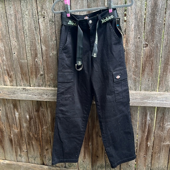 Dickies Pants - NWT Dickies Black Belted Cargo 24" Black Pants